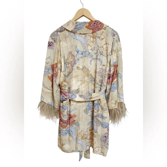 UNGARO Women's Courtney Feather-Trim Wrap Cardigan NEW WITH TAG SIZE US M NWT - Picture 6 of 8